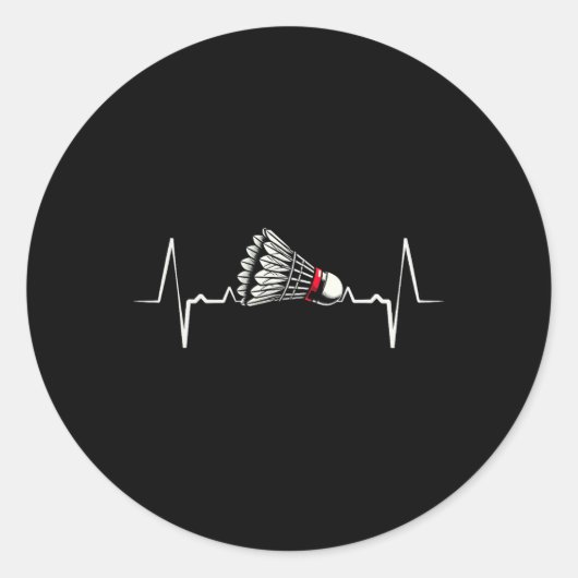 Heartbeat ECG Shuttle Badminton Player Shuttle 2 Ronde Sticker (Voorkant)