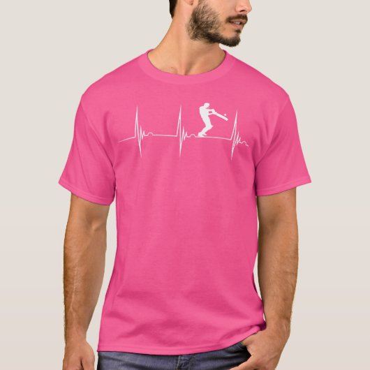 Heartbeat Ekg Pulse Batsman Cricket Sport Cricket T-shirt (Voorkant)