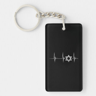 Heartbeat EKG Pulse Star van David Chanoeka Joods Sleutelhanger