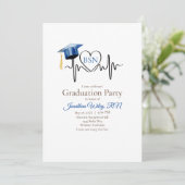 Heartbeat en Blue Graduing Cap Kaart (Staand voorkant)