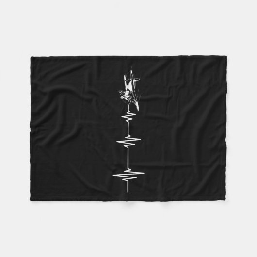Heartbeat Flying Plane Pulse Line Retro Prop Aircr Fleece Deken (Voorkant (Horizontaal))