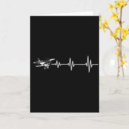 Heartbeat Flying Plane Pulse Line Retro Prop Aircr Kaart (Gele Bloem)