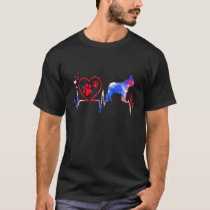 Heartbeat French Bulldog 4e juli toont Dye an T-shirt