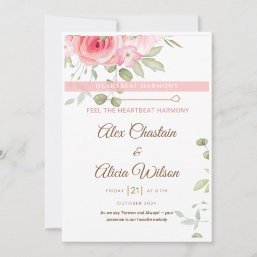 HeartBeat Harmony Bruiloft Digitale Uitnodiging (Voorkant)