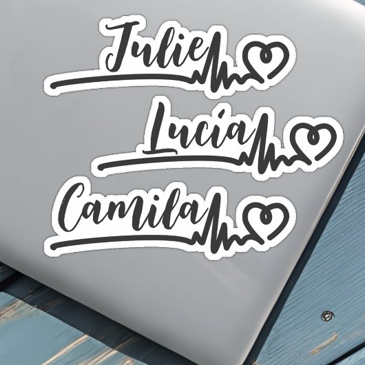 Heartbeat Heart Beat 3 Namen Cool Custom Name Sticker