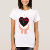 Heartbeat in Hands Nurse T-Shirt (Voorkant)