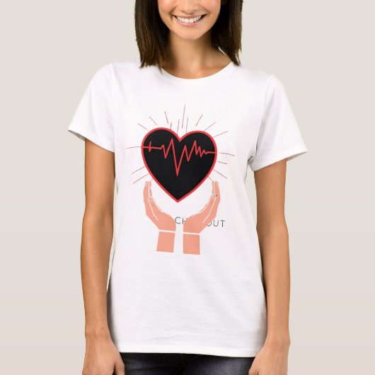 Heartbeat in Hands Nurse T-Shirt (Voorkant)