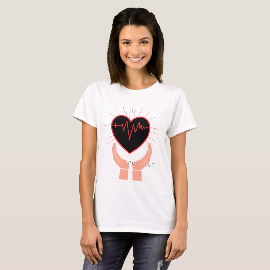 Heartbeat in Hands Nurse T-Shirt (Voorkant volledig)