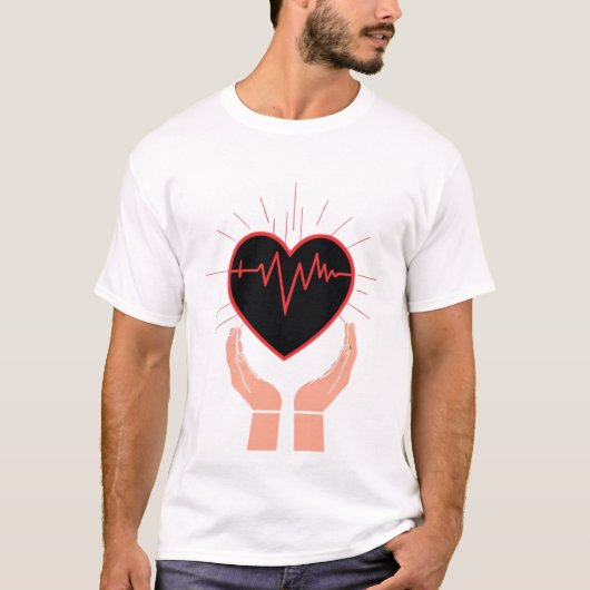 Heartbeat in Hands Nurse T-Shirt (Voorkant)