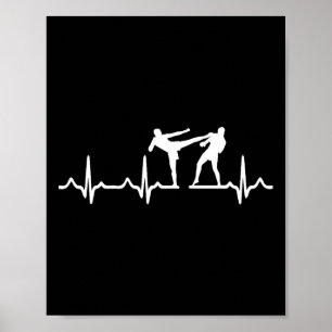 Heartbeat Kickboxing Shirt Kick Boksen Karate T-sh Poster