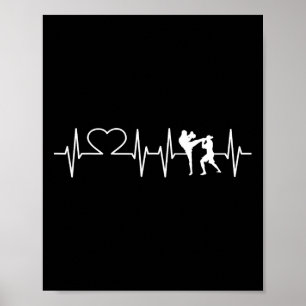 Heartbeat Kickboxing T-shirt Kick Boxing Karate T- Poster