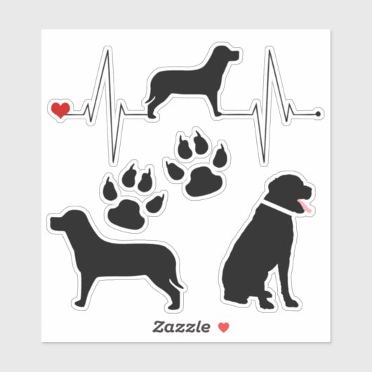 Heartbeat Labrador Dog Silhouette Collectie Sticker (Vel)