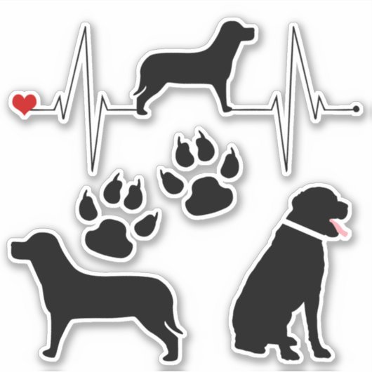 Heartbeat Labrador Dog Silhouette Collectie Sticker (Voorkant)