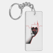 Heartbeat Love Design - Hand Holding Heart Sleutelhanger (Voorkant Links)