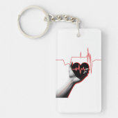 Heartbeat Love Design - Hand Holding Heart Sleutelhanger (Voorkant)