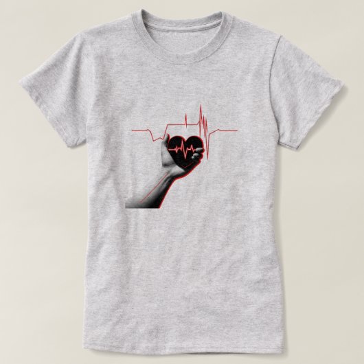 Heartbeat Love Design - Hand Holding Heart T-shirt (Design voorkant)