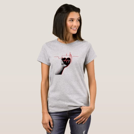Heartbeat Love Design - Hand Holding Heart T-shirt (Voorkant volledig)