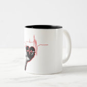 Heartbeat Love Design - Hand Holding Heart Tweekleurige Koffiemok (Voorkant rechts)