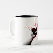 Heartbeat Love Design - Hand Holding Heart Tweekleurige Koffiemok (Voorkant links)
