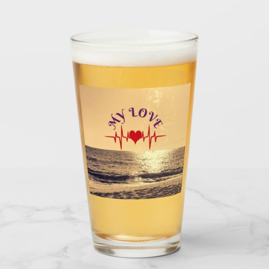 Heartbeat Love – Minimalist Romantic Design Glas (Achterkant gevuld)