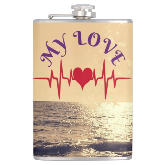 Heartbeat Love – Minimalist Romantic Design Heupfles (Voorkant)