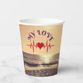 Heartbeat Love – Minimalist Romantic Design Papieren Bekers (Voorkant)