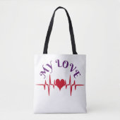 Heartbeat Love – Minimalist Romantic Design Tote Bag (Voorkant)