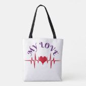 Heartbeat Love – Minimalist Romantic Design Tote Bag (Achterkant)