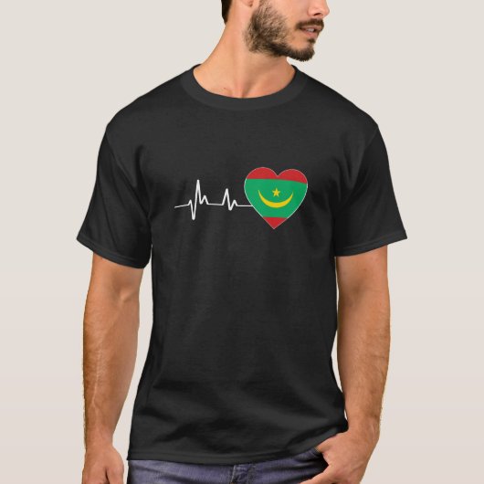 Heartbeat Mauritaanse vlag als Mauritanië embleem T-shirt (Voorkant)