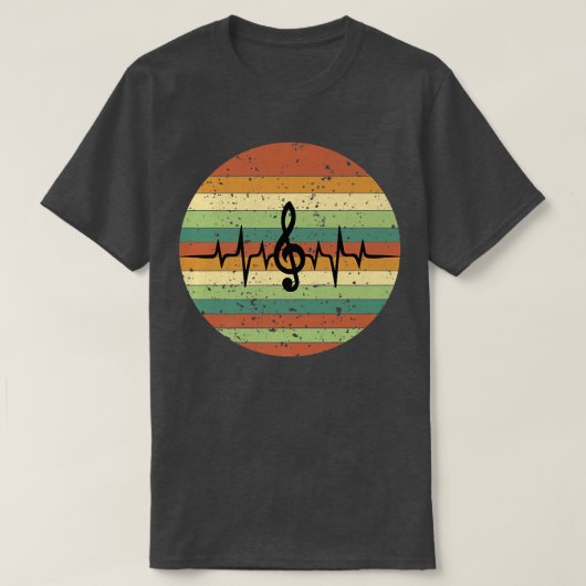 Heartbeat Music Notes Retro Sunset  T-shirt (Design voorkant)