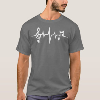 Heartbeat-muziekdrievoudig slimme muzieknoten gelu t-shirt