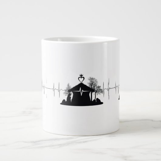 Heartbeat Nativity Unique Minimal Jumbo Mug Grote Koffiekop (Voorkant)
