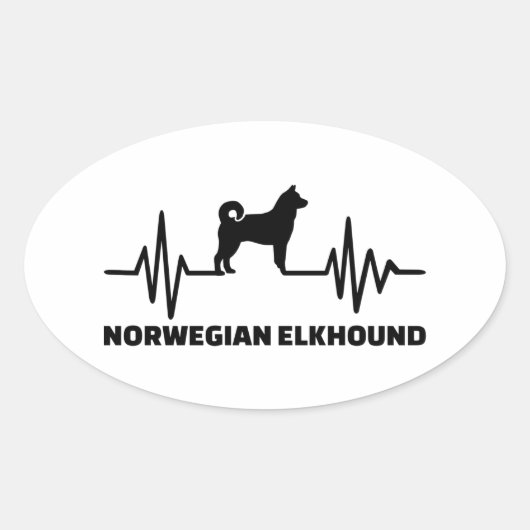 Heartbeat Norwegian Elkhound Ovale Sticker (Voorkant)