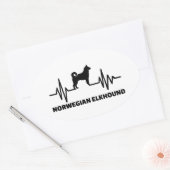 Heartbeat Norwegian Elkhound Ovale Sticker (Envelop)