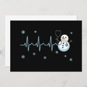 Heartbeat Nurse Snowman Kerstmis Kaart (Voorkant / Achterkant)