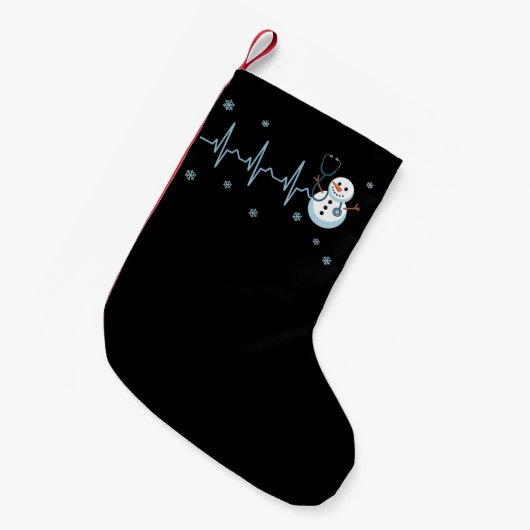 Heartbeat Nurse Snowman Kerstmis Kleine Kerstsok (Voorkant (Hangend))