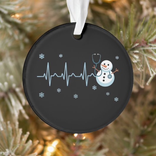 Heartbeat Nurse Snowman Kerstmis Ornament (Boom)