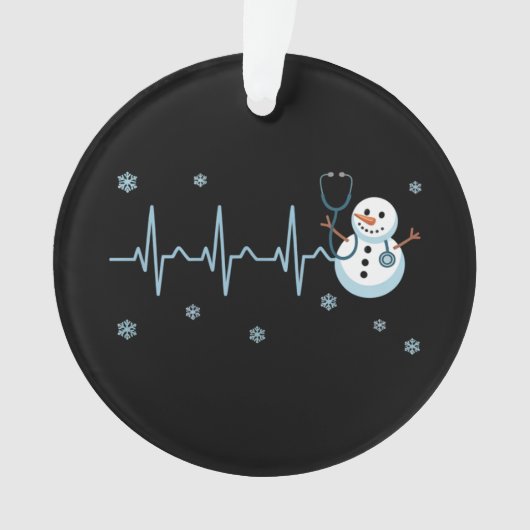 Heartbeat Nurse Snowman Kerstmis Ornament (voorkant)