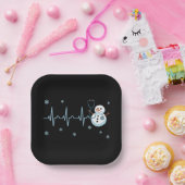 Heartbeat Nurse Snowman Kerstmis Papieren Bordje (Feest)