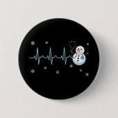 Heartbeat Nurse Snowman Kerstmis Ronde Button 5,7 Cm (Voorkant)