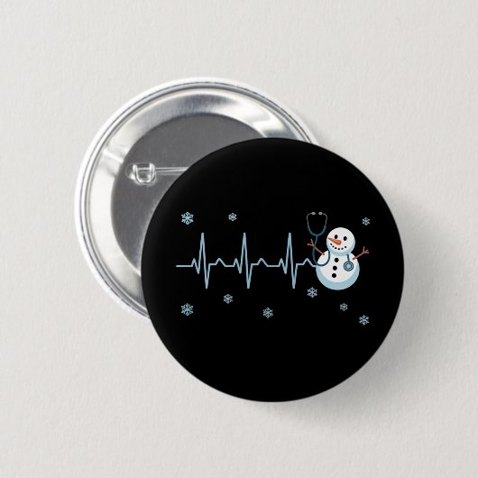 Heartbeat Nurse Snowman Kerstmis Ronde Button 5,7 Cm (Voorkant /achterkant)