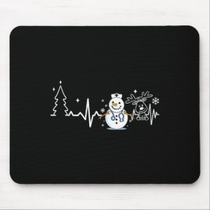 Heartbeat Nurse Snowman Verpleegster Kerstmis Muismat