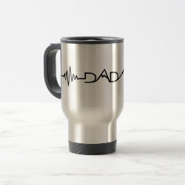 Heartbeat Papa | Minimalistische Vaderdag Koffie Reisbeker