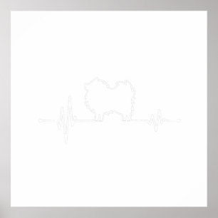 Heartbeat Pommeren Spitz Dog Eigenaar Gift ECG Pul Poster