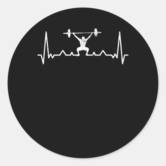 Heartbeat Powerlifting Gezegde Gift Retro Ronde Sticker (Voorkant)