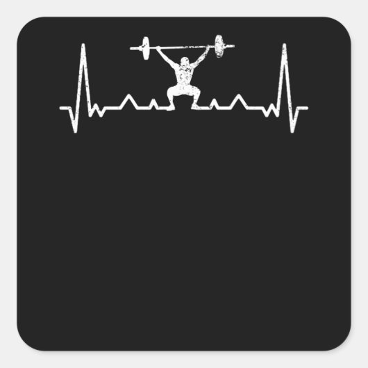 Heartbeat Powerlifting Gezegde Gift Retro Vierkante Sticker (Voorkant)