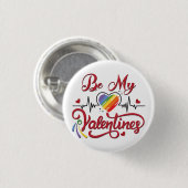 Heartbeat pride Heart, Mijn valentijn Ronde Button 3,2 Cm (Voorkant /achterkant)