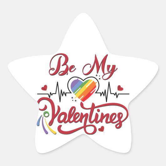 Heartbeat pride Heart, Mijn valentijn Ster Sticker (Voorkant)