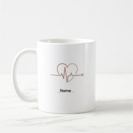 Heartbeat Pulse Love Minimalist  Koffiemok
