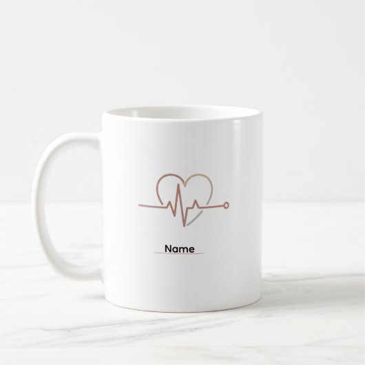 Heartbeat Pulse Love Minimalist  Koffiemok (Links)